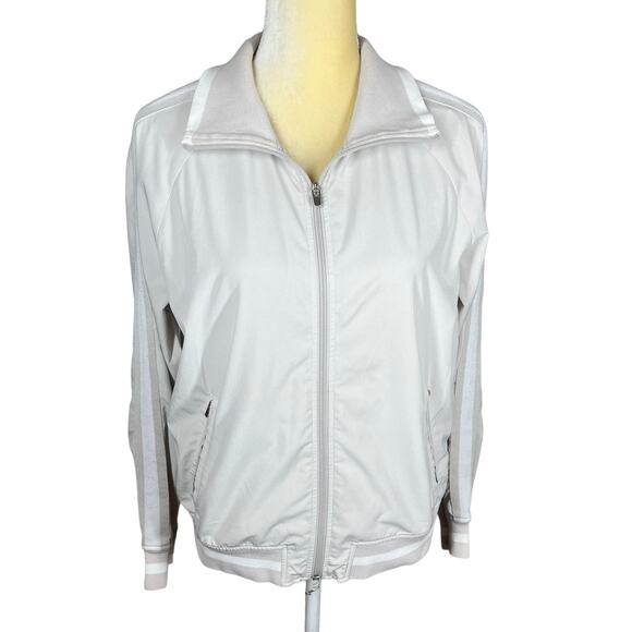 Athleta Spring Track Jacket Featherweight Stretch Birch Grey Size Small E3-26 - Picture 1 of 9